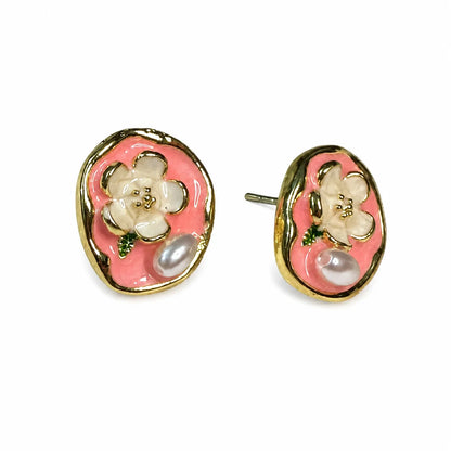Peach Floral Studs