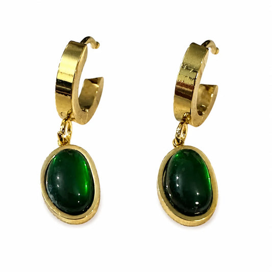 Emerald Drop Hoops