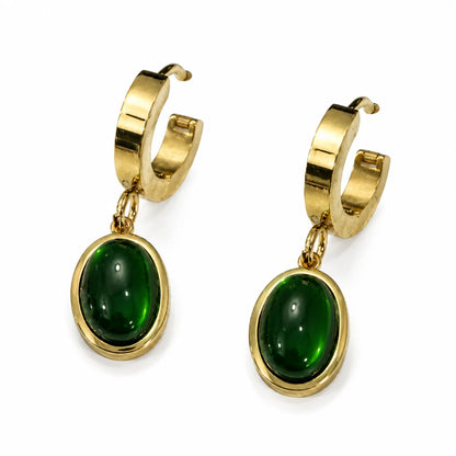 Emerald Drop Hoops