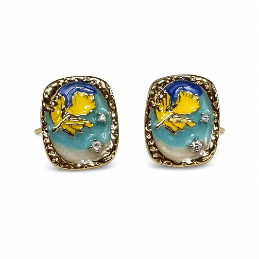 Turquoise Floral Studs