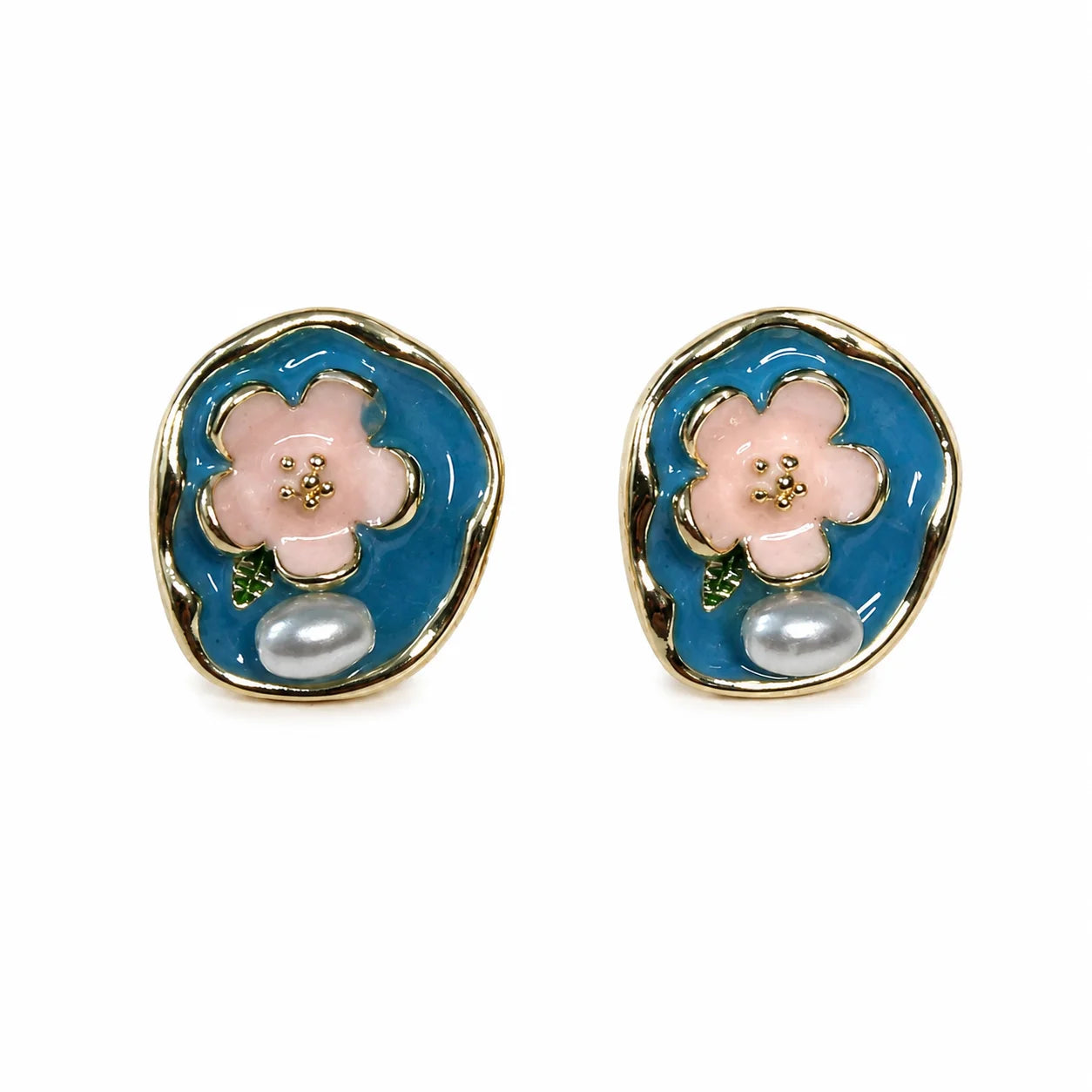 Sky Blue Floral Studs