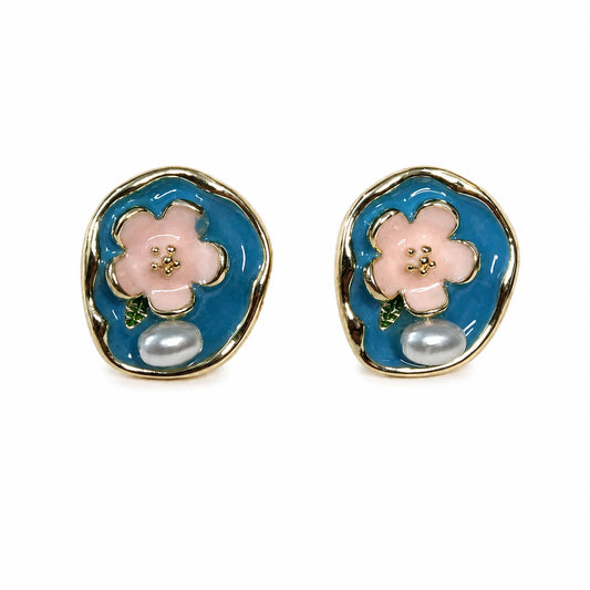 Sky Blue Floral Studs