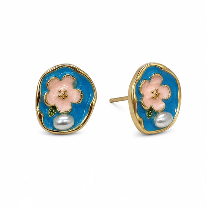 Sky Blue Floral Studs
