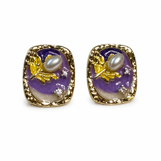 Lavender Floral Studs