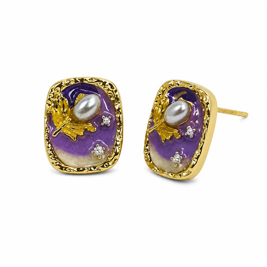 Lavender Floral Studs