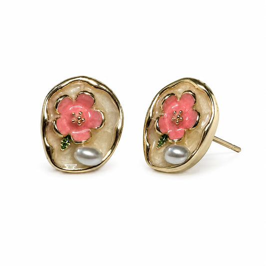 White Floral Studs