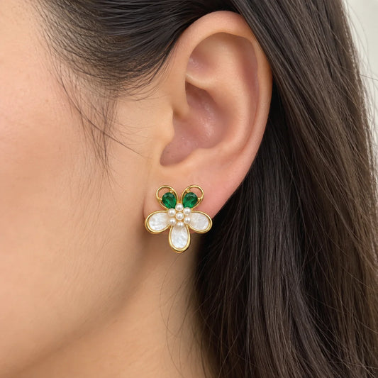 Green Daisy Studs