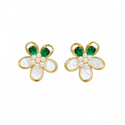 Green Daisy Studs