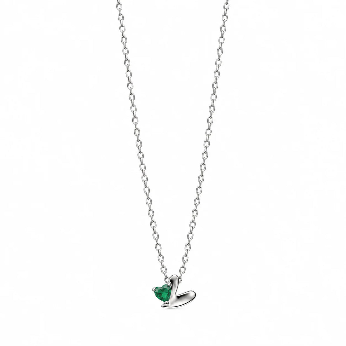 Stoned Heart Necklace - Silver