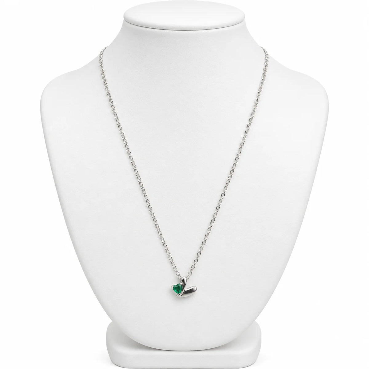 Stoned Heart Necklace - Silver