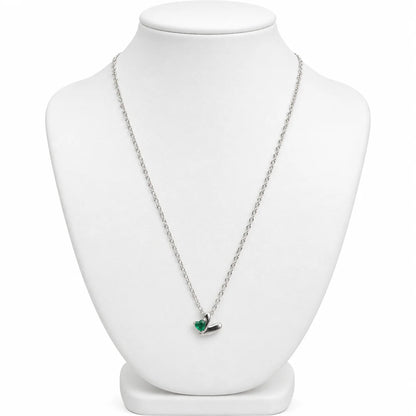 Stoned Heart Necklace - Silver