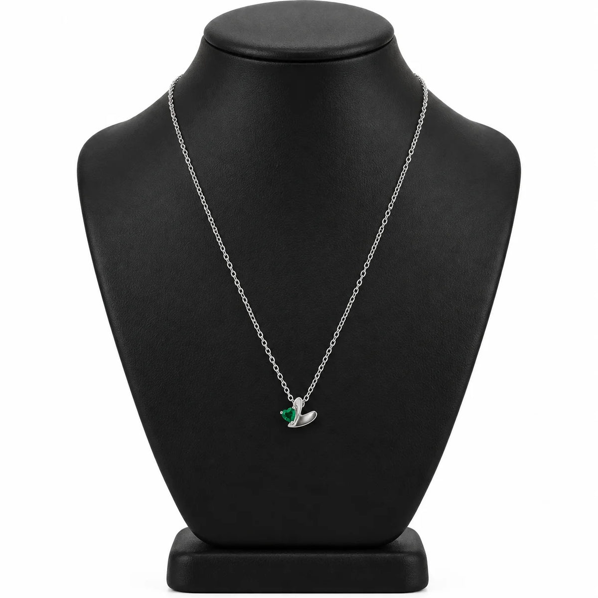 Stoned Heart Necklace - Silver