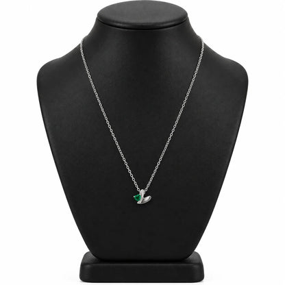 Stoned Heart Necklace - Silver