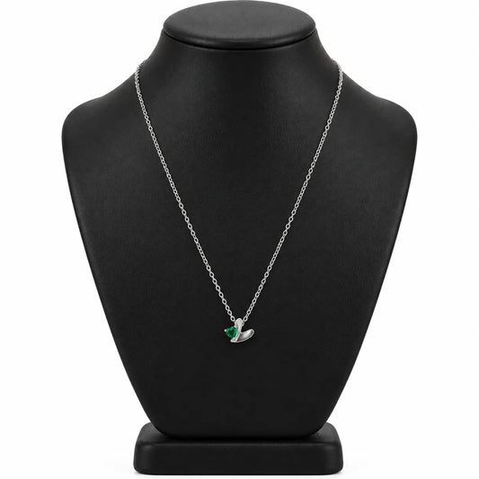 Stoned Heart Necklace - Silver