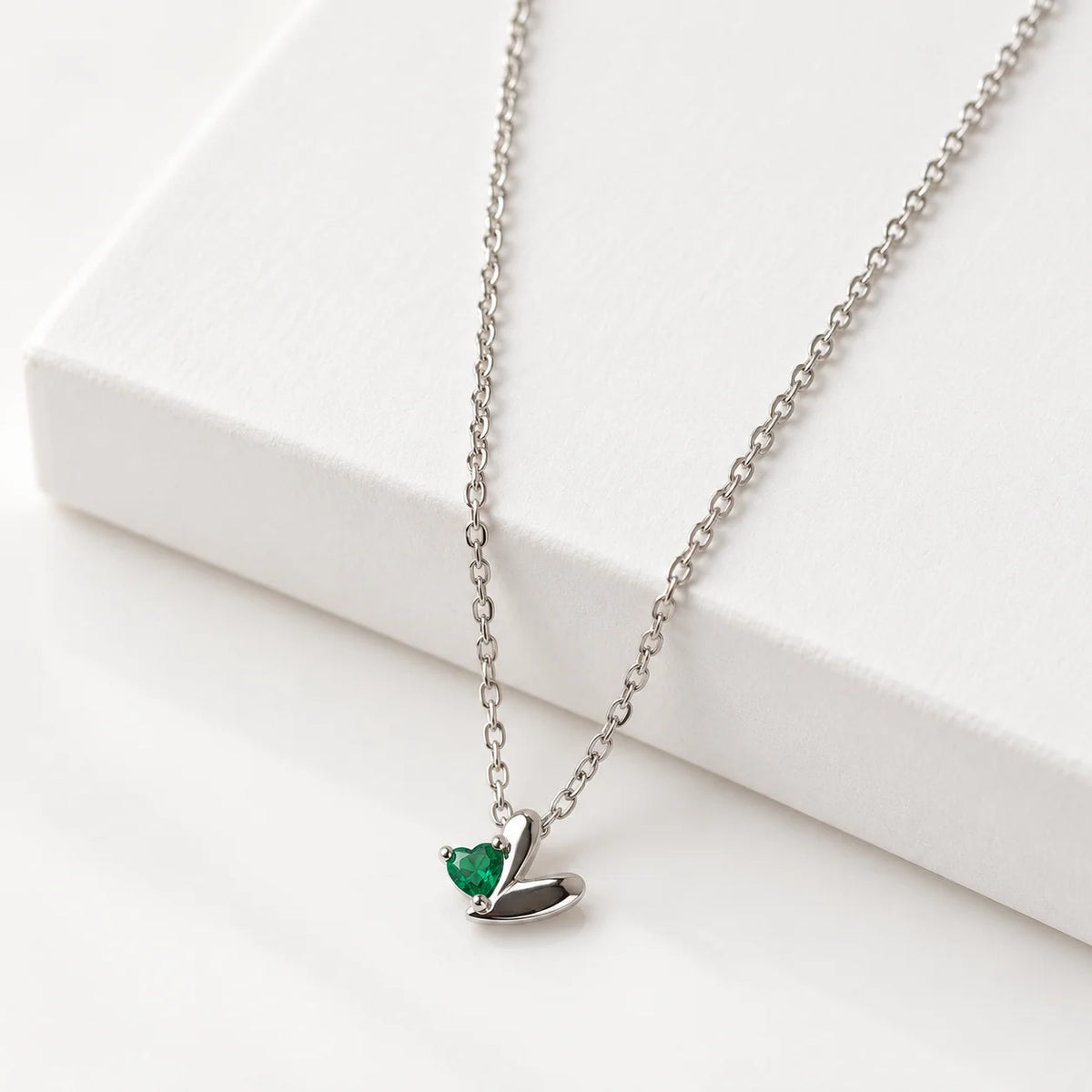 Stoned Heart Necklace - Silver