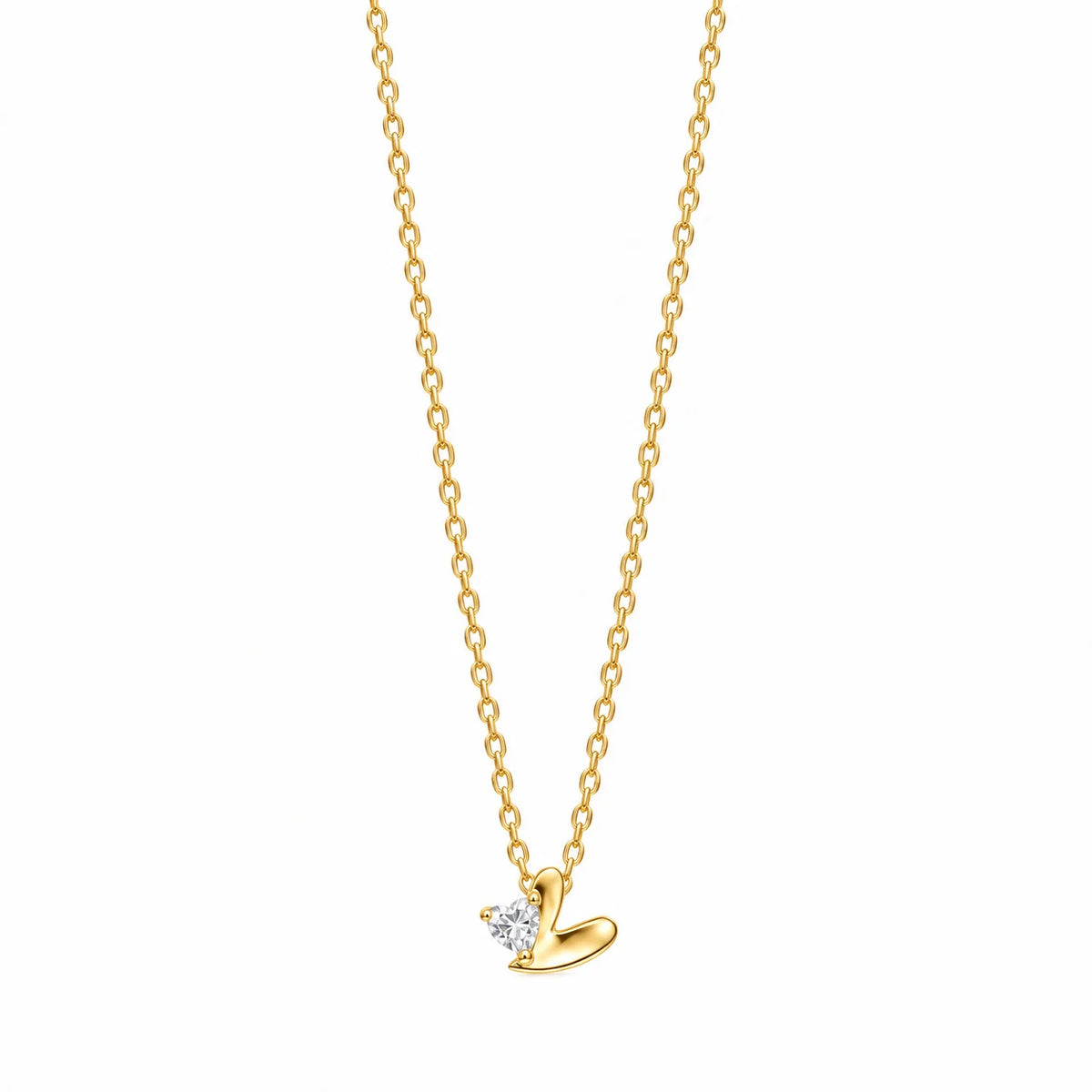 Stoned Heart Necklace - Gold