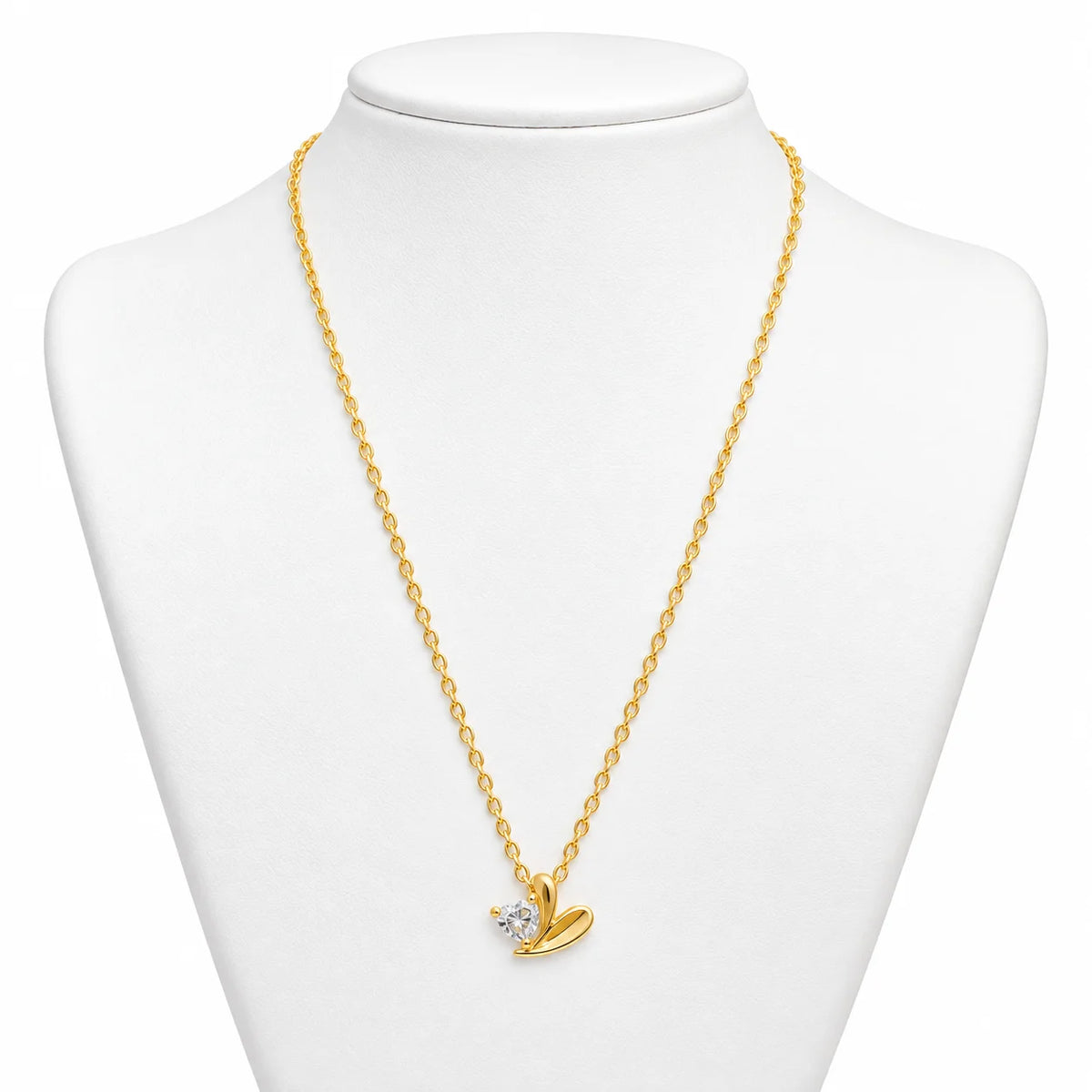 Stoned Heart Necklace - Gold