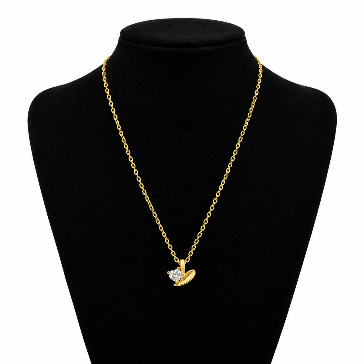 Stoned Heart Necklace - Gold