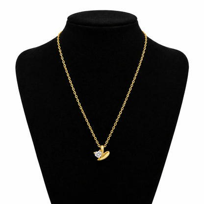Stoned Heart Necklace - Gold