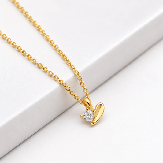 Stoned Heart Necklace - Gold