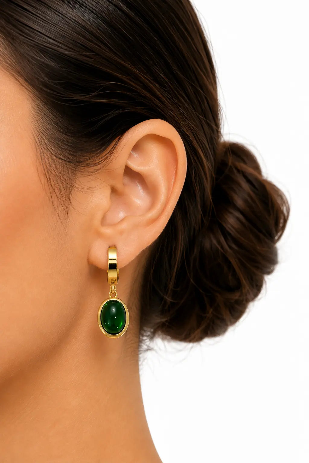 Emerald Drop Hoops